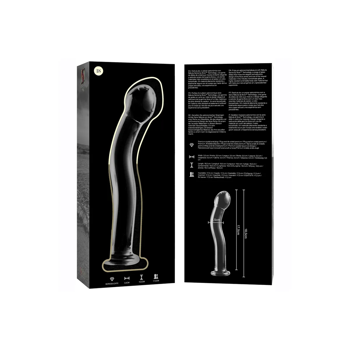 Modell 18 Dildo Borosilikatglas Klar 18,5 cm -O- 3,5 cm von Nebula Series By Ibiza | Fesselliebe.de