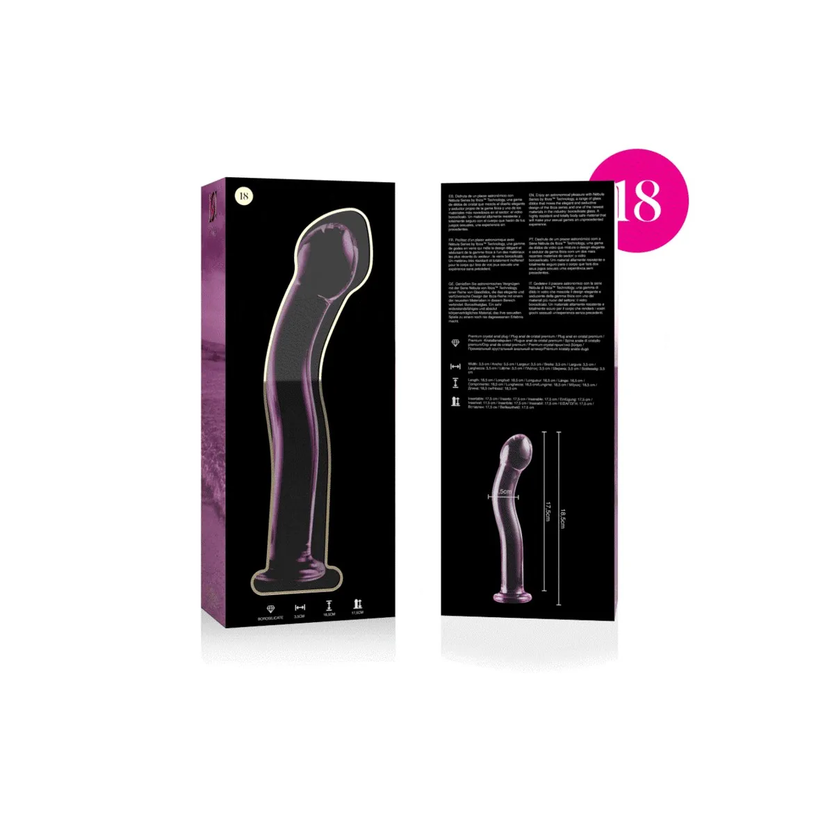 Modell 18 Dildo Borosilikatglas Rosa 18,5 cm -O- 3,5 cm von Nebula Series By Ibiza | Fesselliebe.de