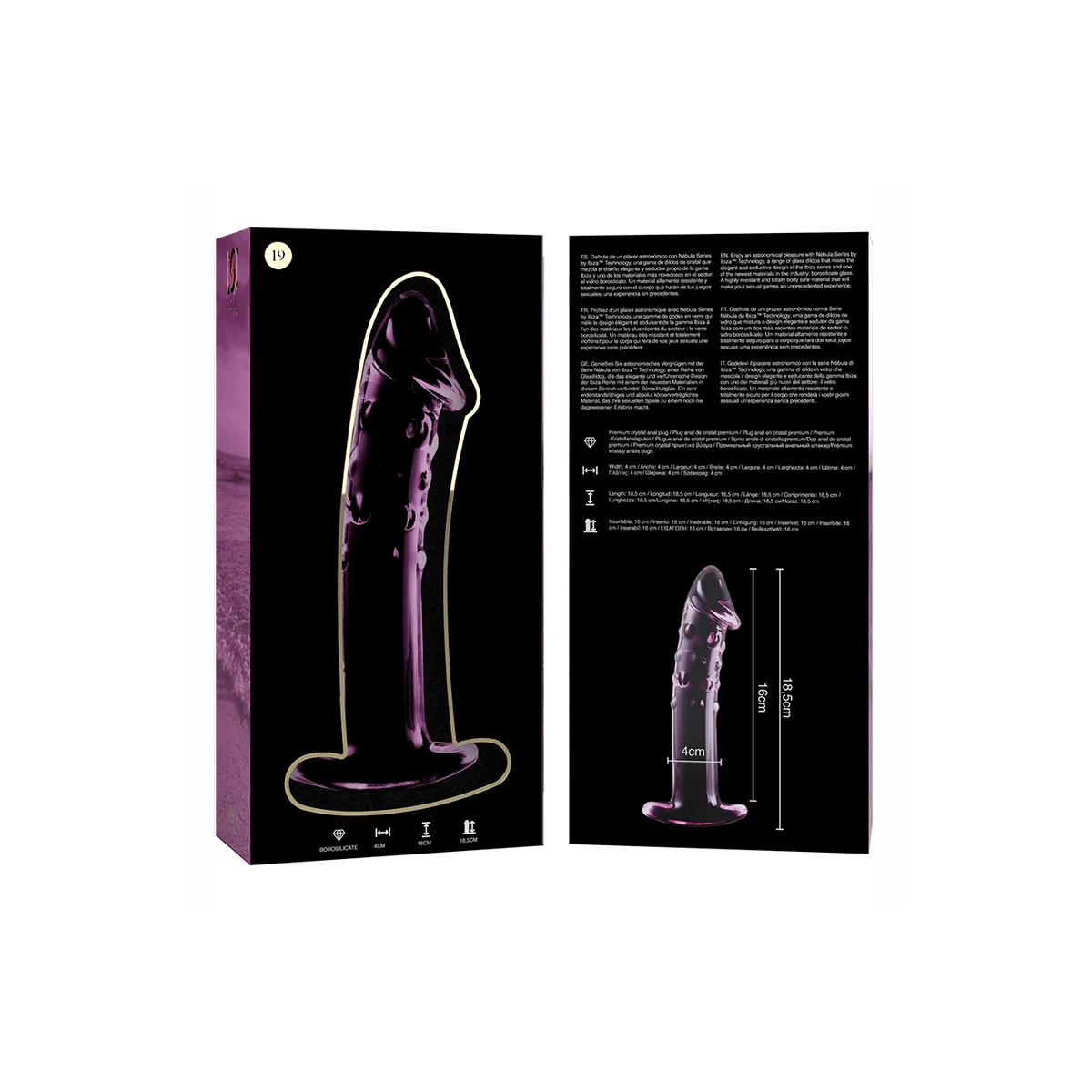 Modell 19 Dildo Borosilikatglas Rosa 18,5 cm -O- 4 cm von Nebula Series By Ibiza | Fesselliebe.de