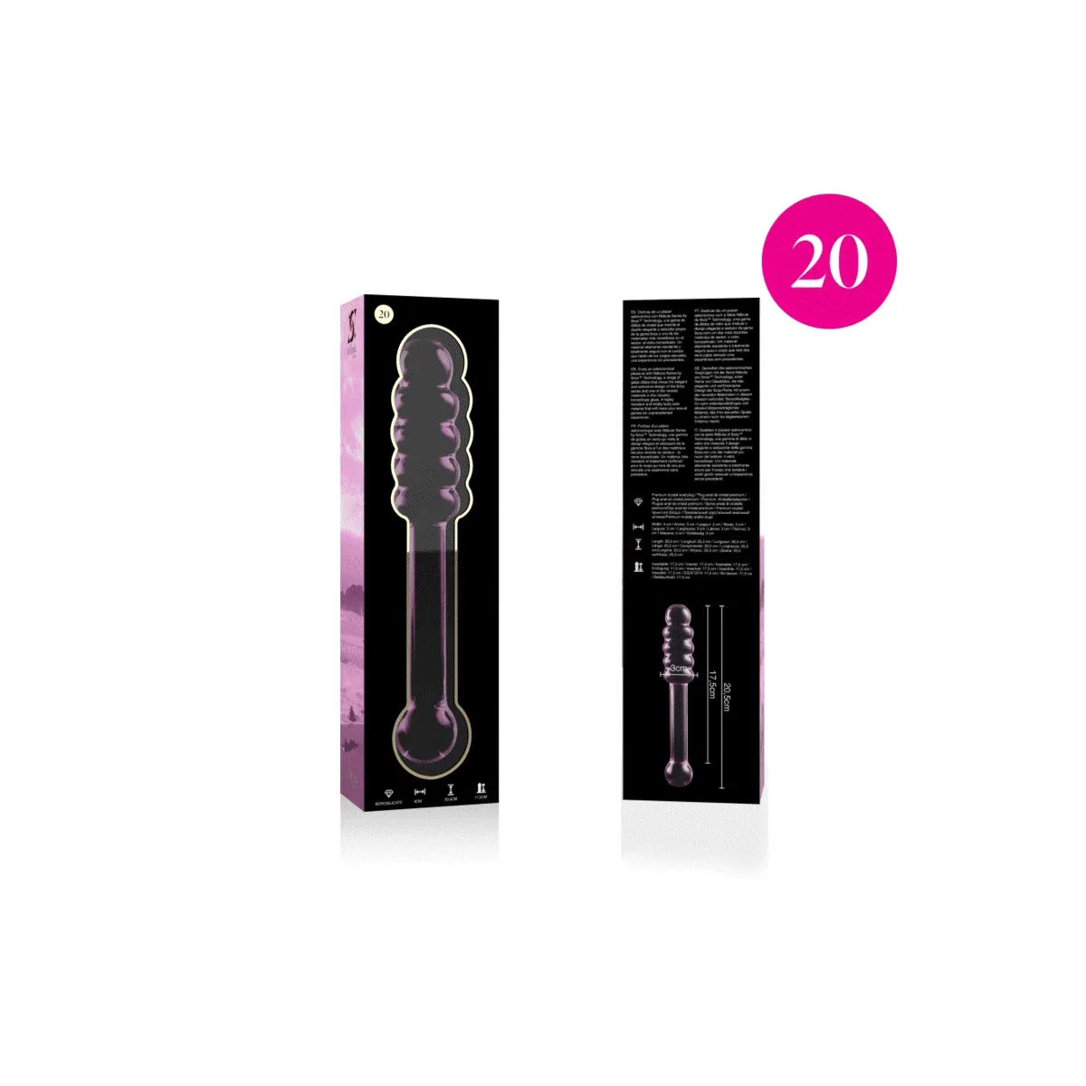 Modell 20 Dildo Borosilikatglas Rosa 20,5 cm -O- 3 cm von Nebula Series By Ibiza | Fesselliebe.de