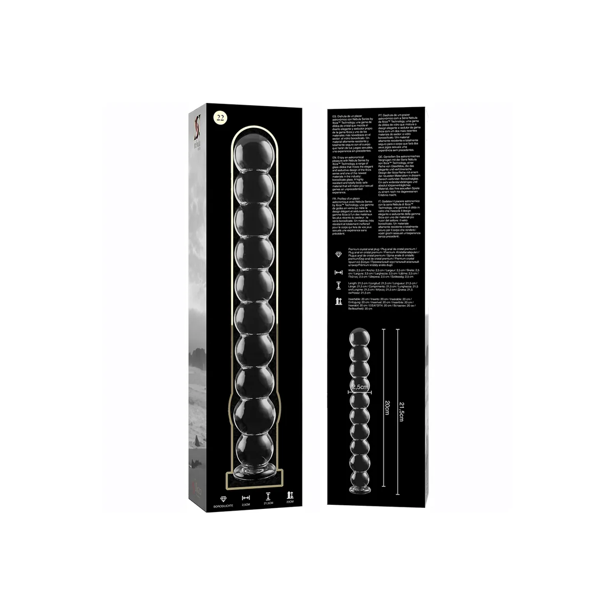 Modell 22 Dildo Borosilikatglas Klar 21,5 cm -O- 2,5 cm von Nebula Series By Ibiza | Fesselliebe.de