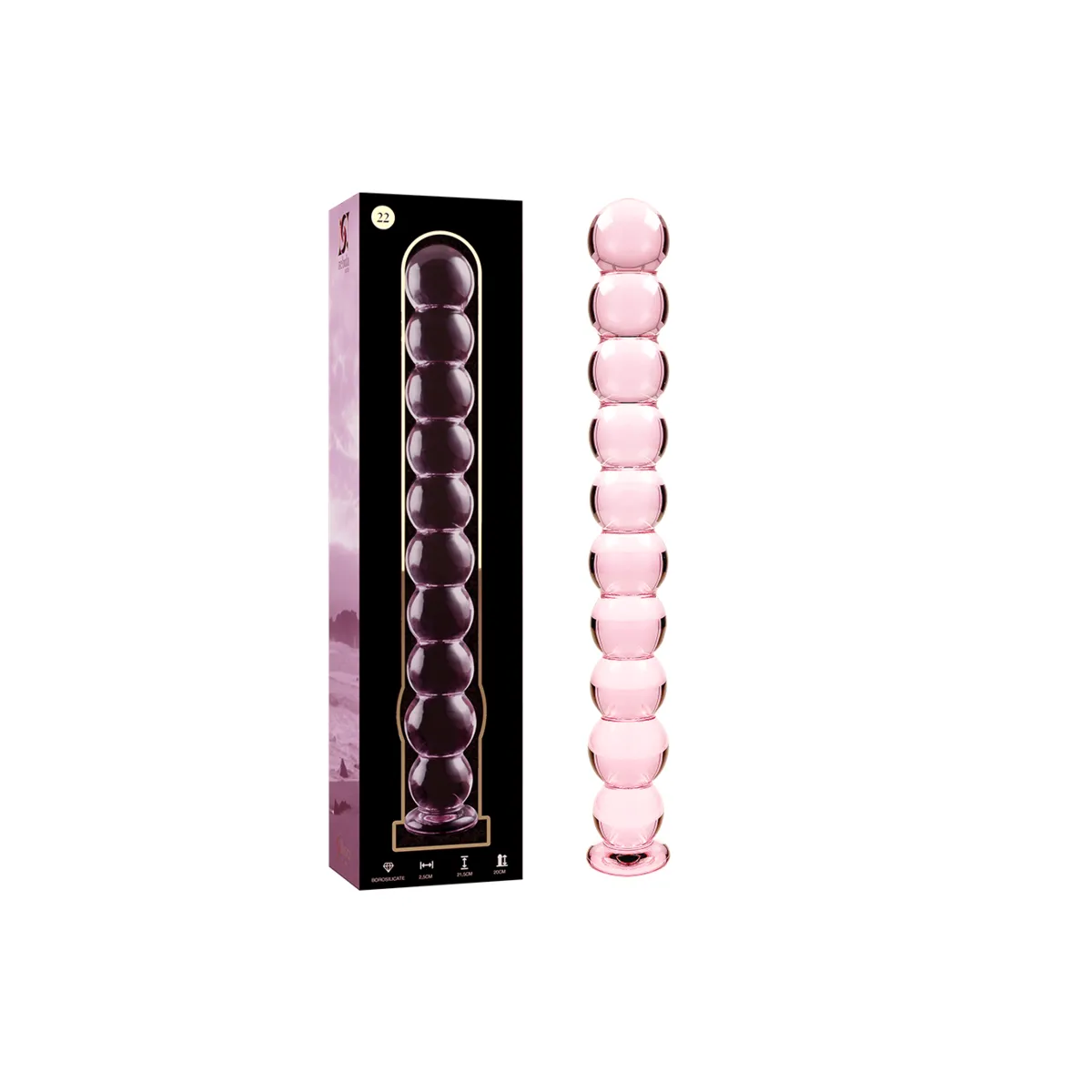 Modell 22 Dildo Borosilikatglas Rosa 21,5 cm -O- 2,5 cm von Nebula Series By Ibiza | Fesselliebe.de