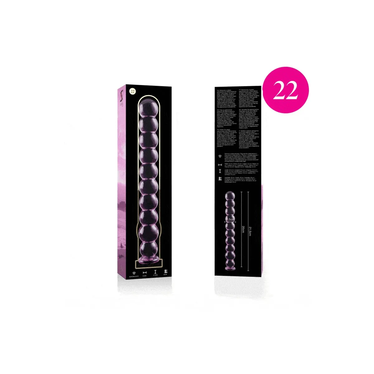 Modell 22 Dildo Borosilikatglas Rosa 21,5 cm -O- 2,5 cm von Nebula Series By Ibiza | Fesselliebe.de