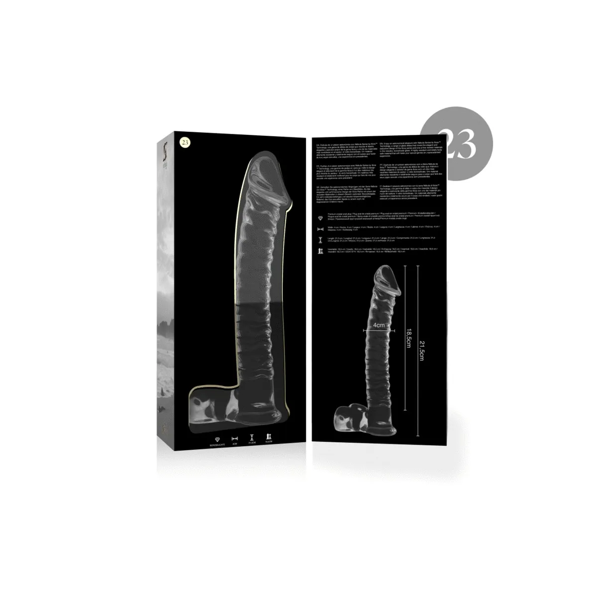 Modell 23 Dildo Borosilikatglas Klar 21,5 cm -O- 4 cm von Nebula Series By Ibiza | Fesselliebe.de