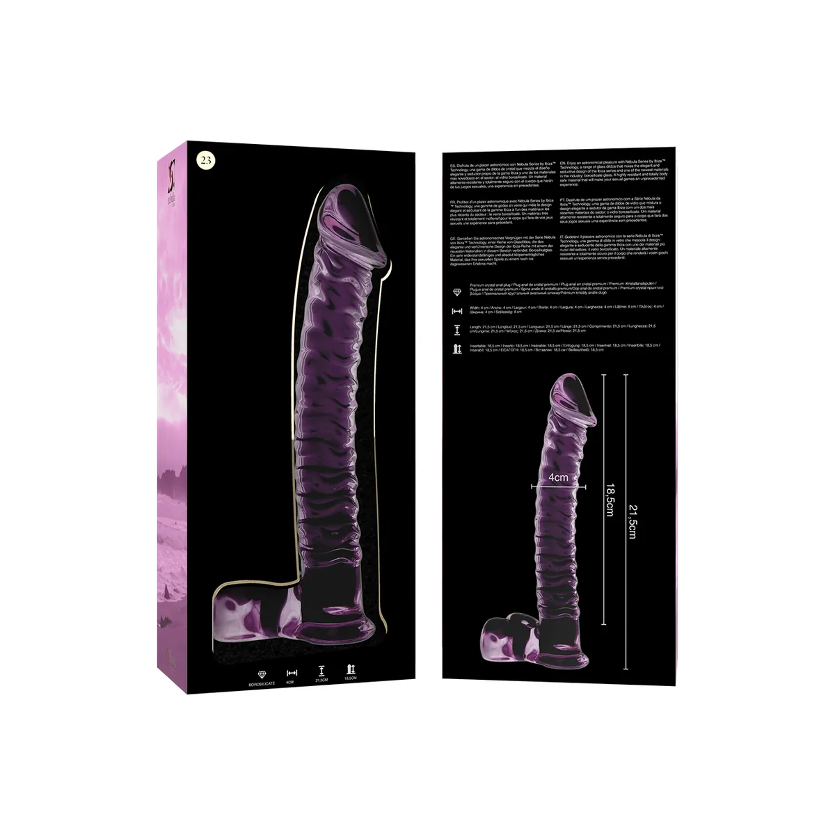 Modell 23 Dildo Borosilikatglas Rosa 21,5 cm -O- 4 cm von Nebula Series By Ibiza | Fesselliebe.de