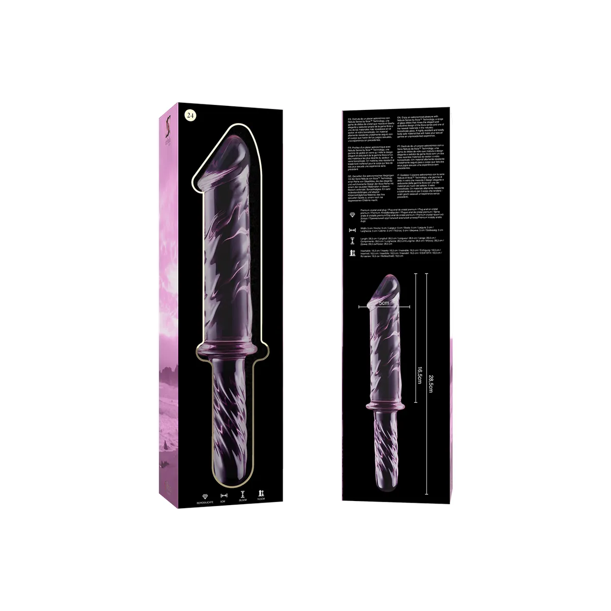 Modell 24 Dildo Borosilikatglas Rosa 28,5 cm -O- 5 cm von Nebula Series By Ibiza | Fesselliebe.de