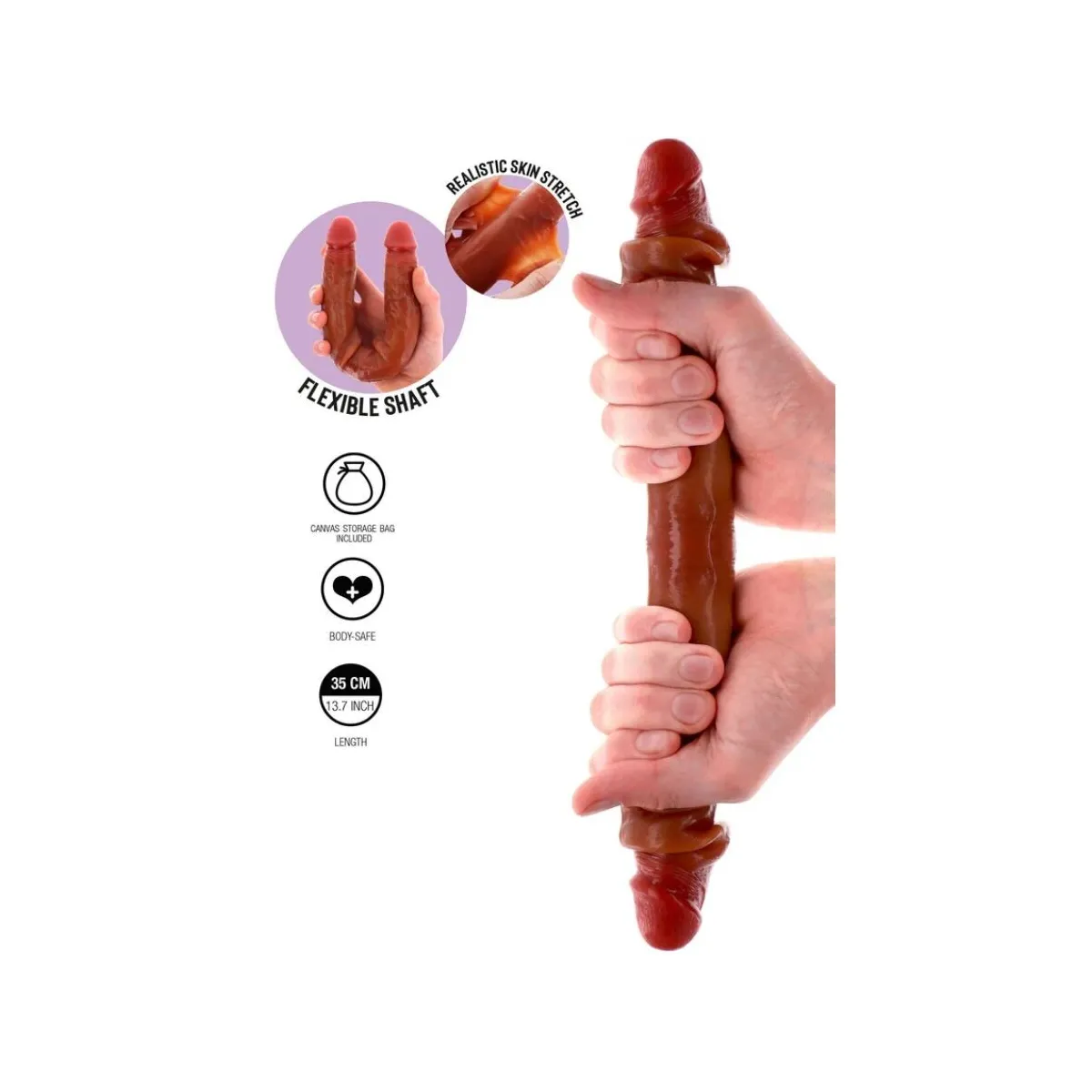 Doppelendes Silikon-Dildo Karamell 35 cm von Get Real | Fesselliebe.de