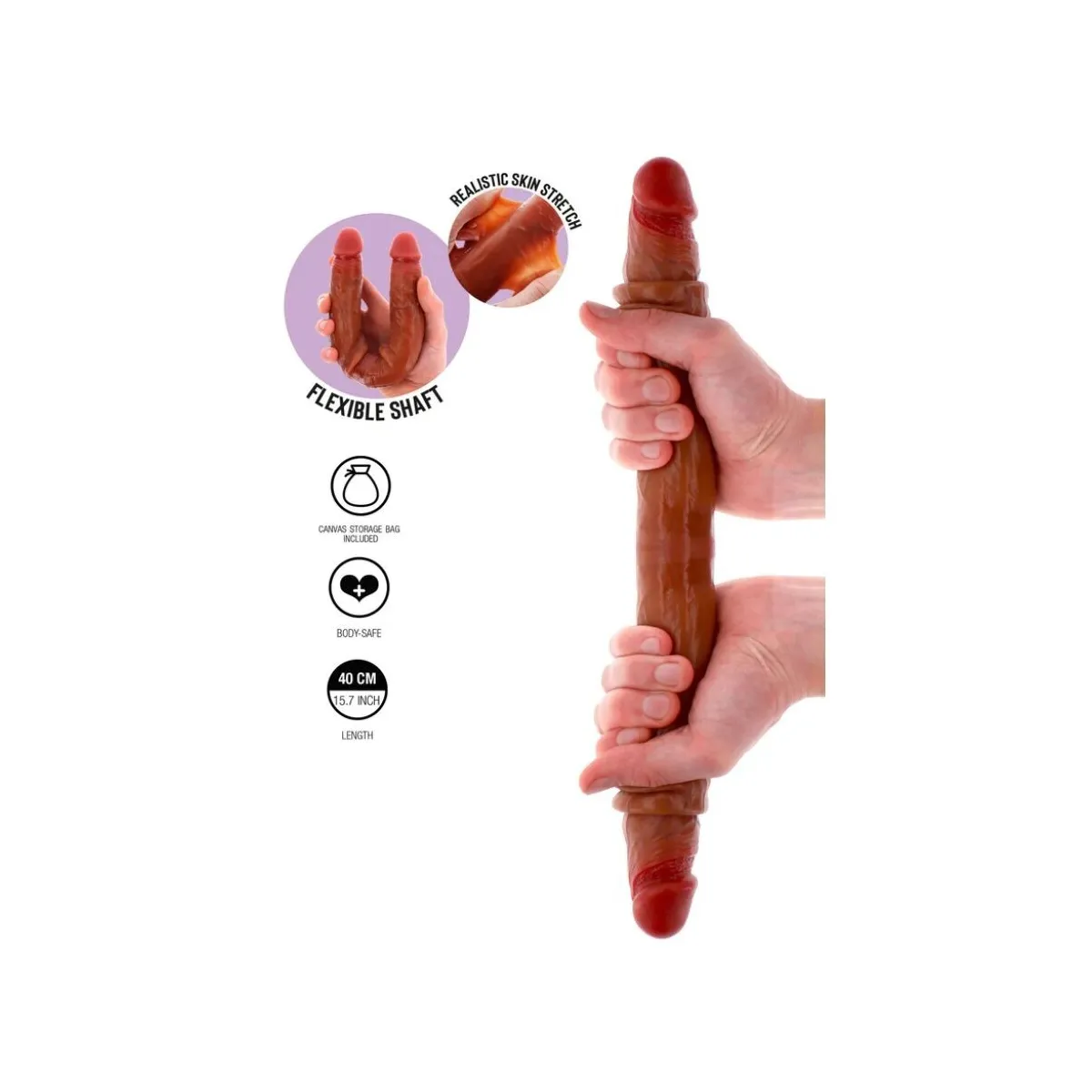 Doppelendes Silikon-Dildo Karamell 40 cm von Get Real | Fesselliebe.de