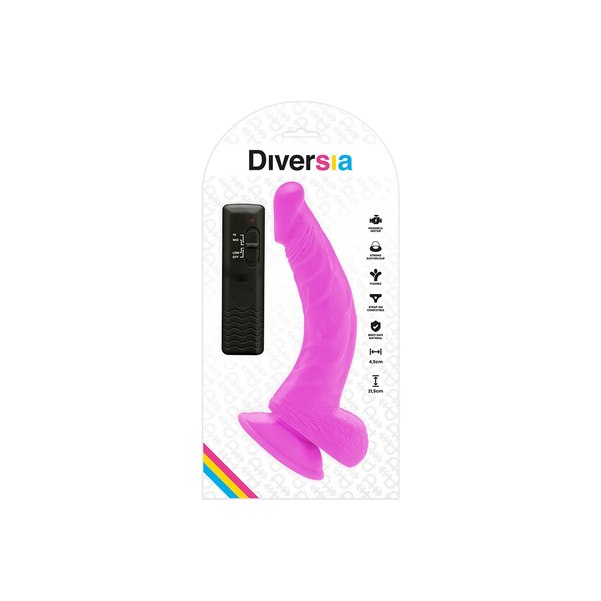 Flexibler Vibrierender Dildo Lila 21,5 cm -O- 4,5 cm von Diversia | Fesselliebe.de