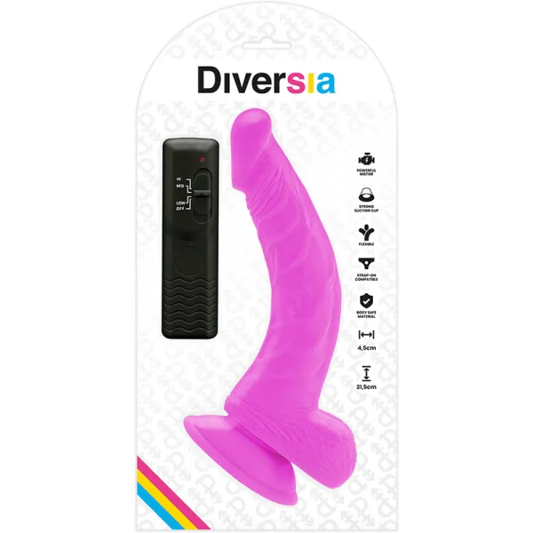 Flexibler Vibrierender Dildo Lila 21,5 cm -O- 4,5 cm von Diversia | Fesselliebe.de