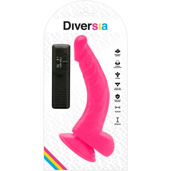Flexibler Vibrierender Dildo Rosa 21,5 cm -O- 4,5 cm von Diversia | Fesselliebe.de