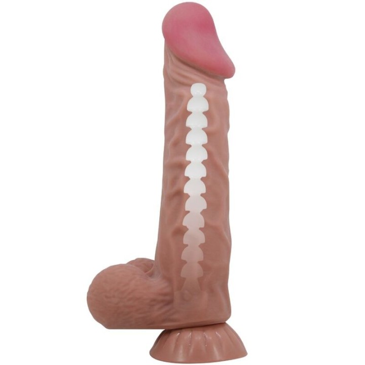Realistischer Dildo der Sliding Skin-Serie mit Sliding Skin-Saugnapf Braun 24 cm von Pretty Love High Grade | Fesselliebe.de