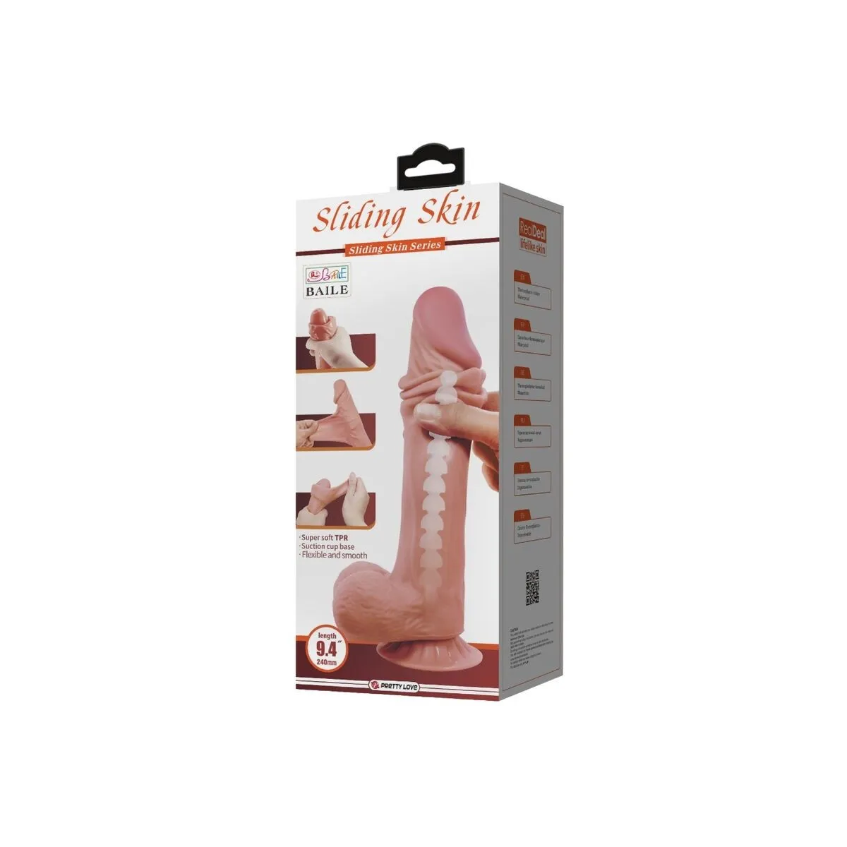 Realistischer Dildo der Sliding Skin-Serie mit Sliding Skin-Saugnapf Braun 24 cm von Pretty Love High Grade | Fesselliebe.de