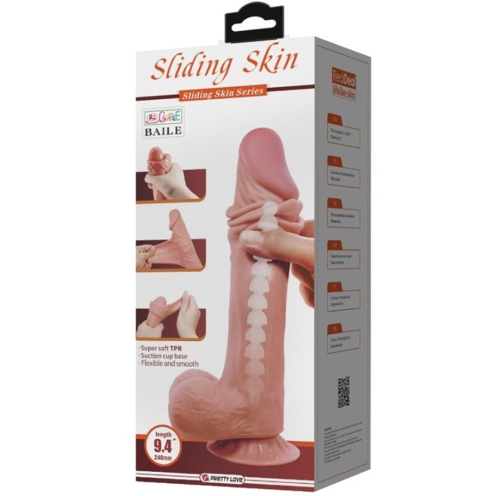 Realistischer Dildo der Sliding Skin-Serie mit Sliding Skin-Saugnapf Braun 24 cm von Pretty Love High Grade | Fesselliebe.de