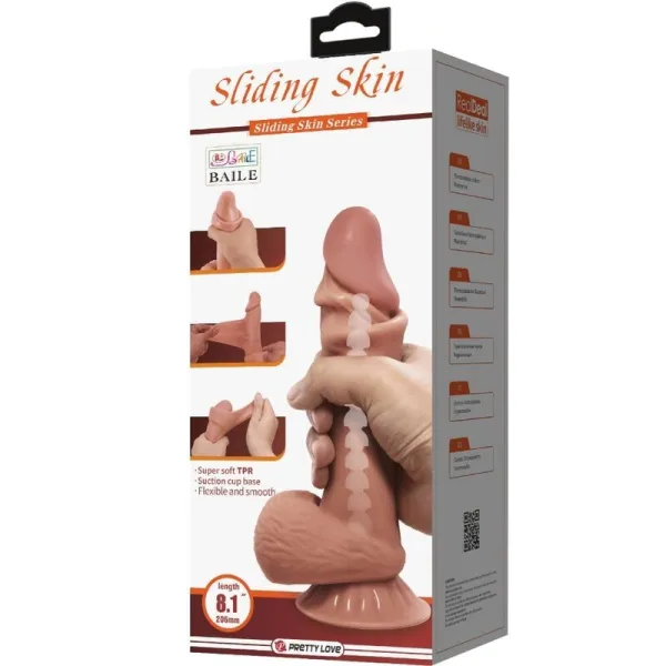 Sliding Skin Series Realistischer Dildo mit Schiebendem Braunen Hautsaugnapf 19,4 cm von Pretty Love High Grade | Fesselliebe.de
