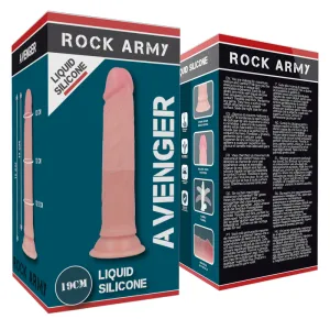 Harness + Flüssiger Silikondildo Premium Avenger 19 cm -O- 3,98 cm von Rock Army