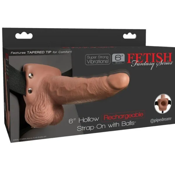 Verstellbarer Gurt mit realistischem Penis und Hoden und Vibrator, wiederaufladbar 15 cm von Fetish Fantasy Series | Fesselliebe.de