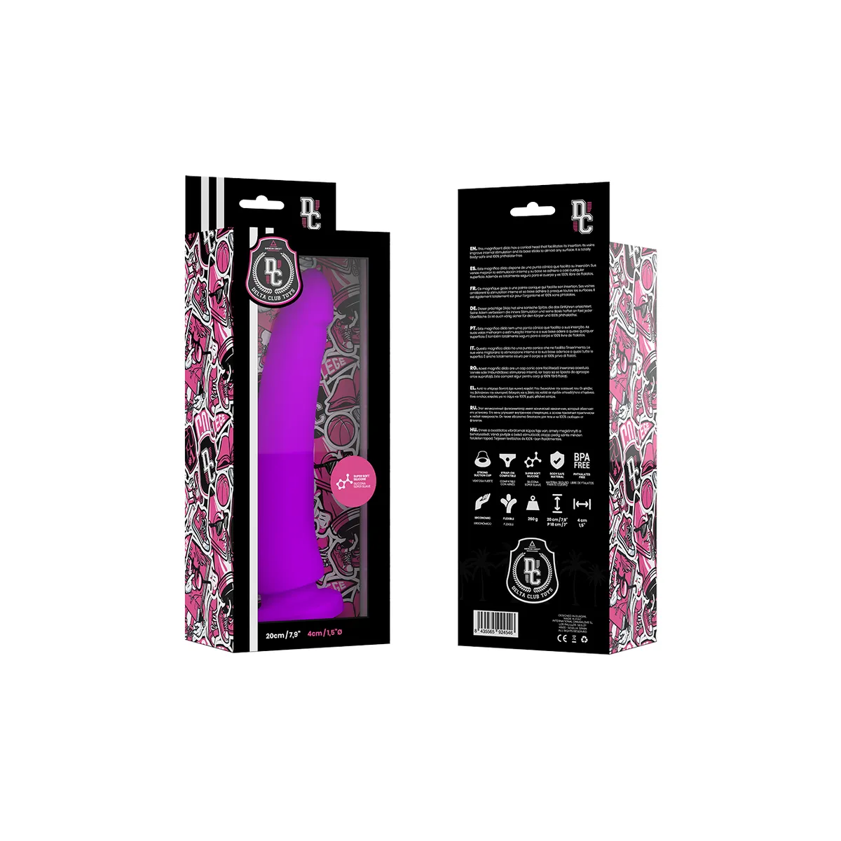 Toys Lila Dildo Medizinisches Silikon 20 cm -O- 4 cm von Deltaclub | Fesselliebe.de