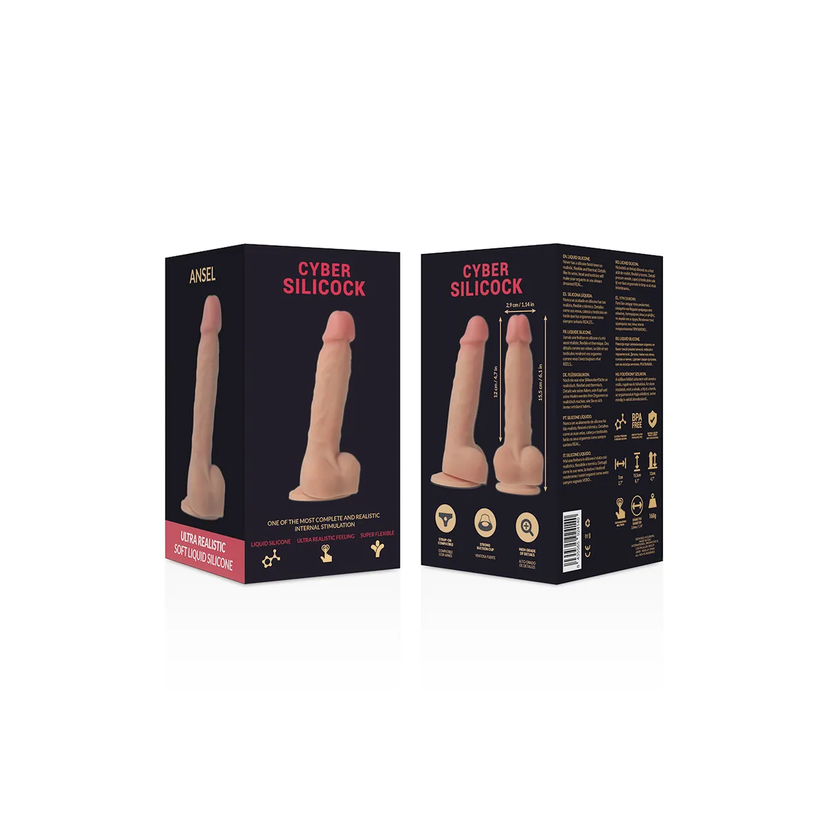 Ansel Ultra Realistisches, Weiches Flüssige Silikon 15,5 cm -O- 2,9 cm von Cyber Silicock | Fesselliebe.de