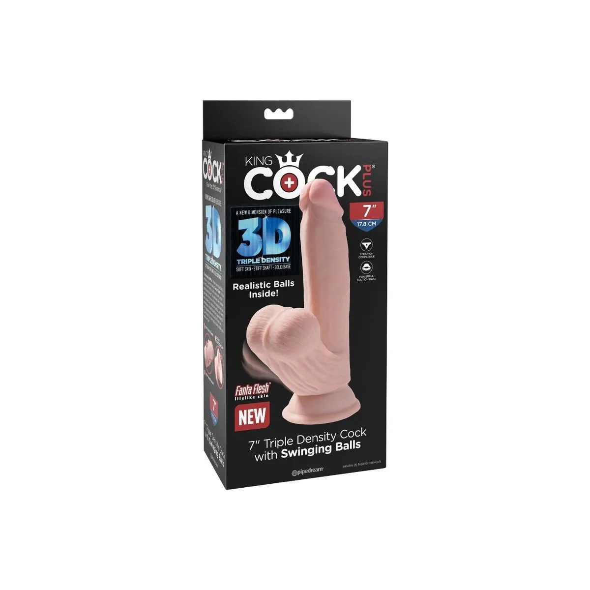 Plus 3D Dildo Swinging Balls 15,2 cm Helle Haut von King Cock Plus | Fesselliebe.de