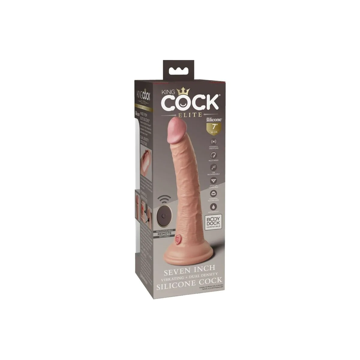 Elite Realistischer Dildo Vibrator & Silikon mit Fernbedienung 17,8 cm von King Cock | Fesselliebe.de