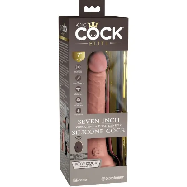 Elite Realistischer Dildo Vibrator & Silikon mit Fernbedienung 17,8 cm von King Cock | Fesselliebe.de