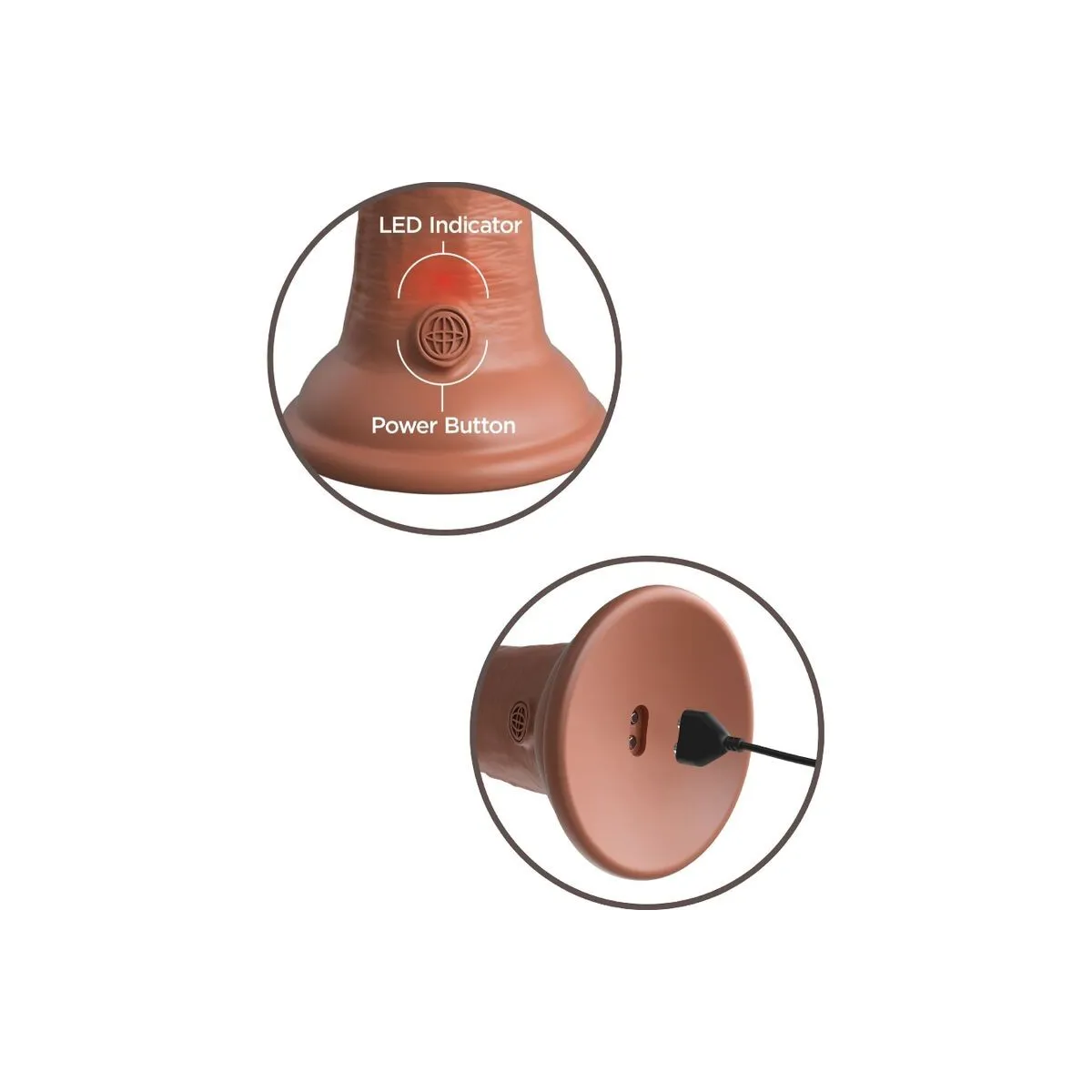 Elite Realistischer Dildo mit Vibration und Silikon 20,3 cm Karamell von King Cock | Fesselliebe.de