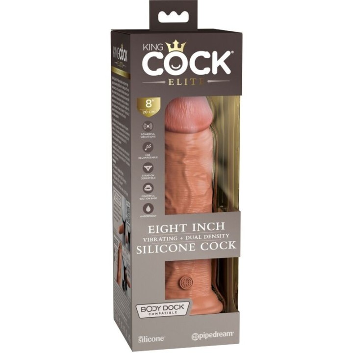 Elite Realistischer Dildo mit Vibration und Silikon 20,3 cm Karamell von King Cock | Fesselliebe.de