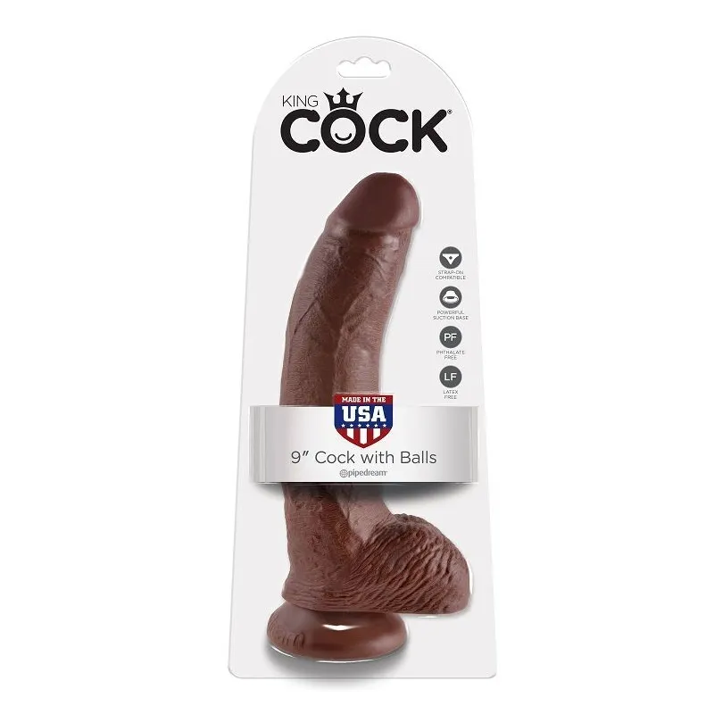 9 Dildo Braun mit Eier 22,9 cm von King Cock | Fesselliebe.de