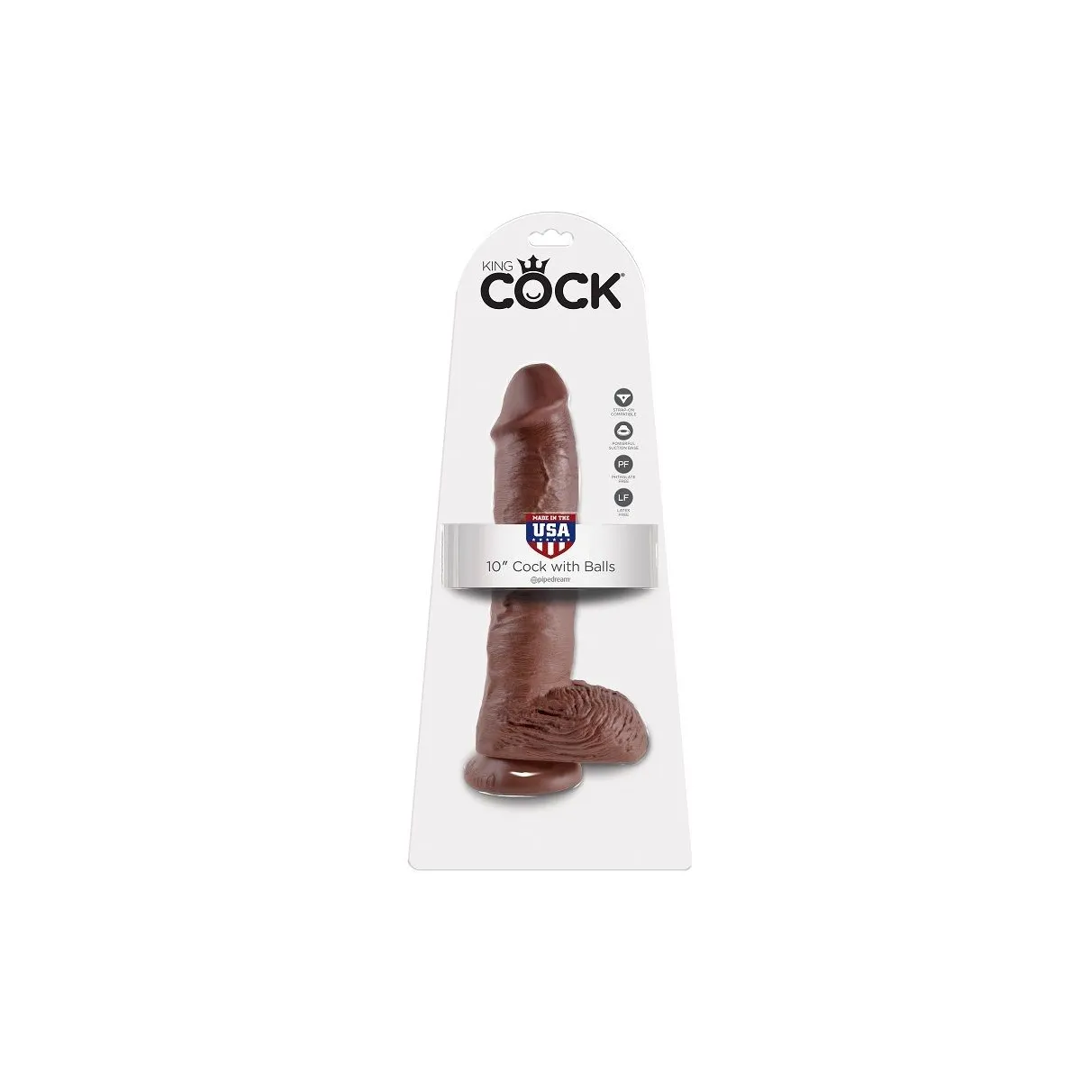 10 Dildo Braun mit Eier 25,4 cm von King Cock | Fesselliebe.de