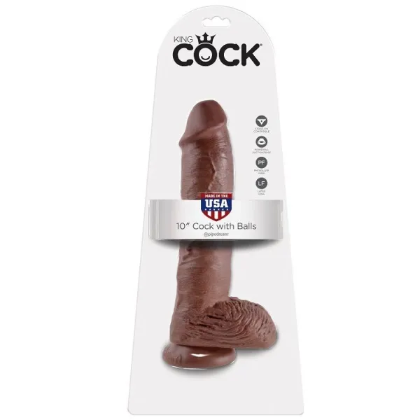 10 Dildo Braun mit Eier 25,4 cm von King Cock | Fesselliebe.de