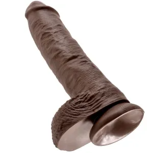 10 Dildo Braun mit Eier 25,4 cm von King Cock