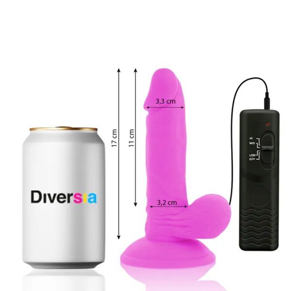 Flexibler Vibrierender Dildo Lila 17 cm -O- 3,3 cm von Diversia | Fesselliebe.de