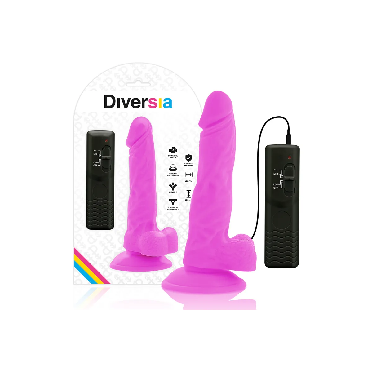 Flexibler Vibrierender Dildo Lila 18 cm -O- 4 cm von Diversia | Fesselliebe.de
