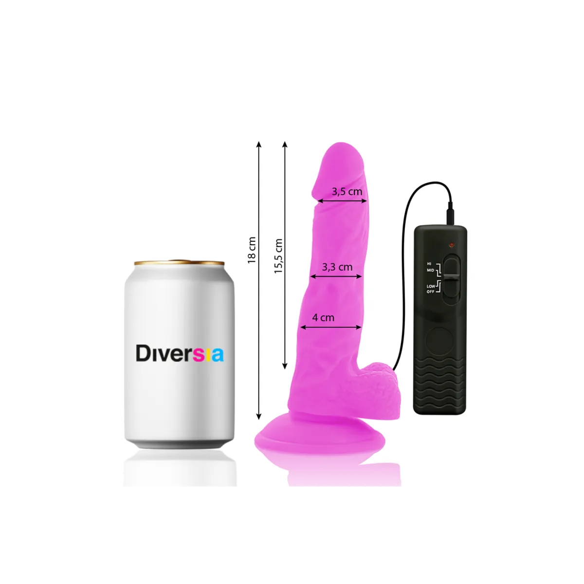 Flexibler Vibrierender Dildo Lila 18 cm -O- 4 cm von Diversia | Fesselliebe.de