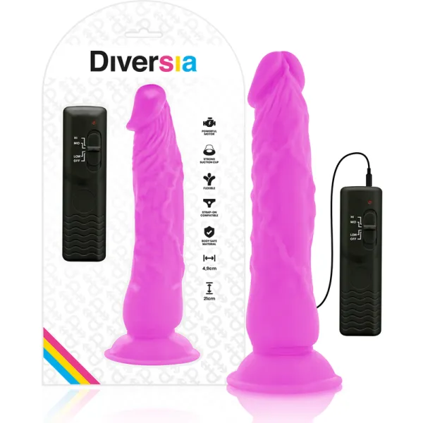 Flexibler Vibrierender Dildo Lila 21 cm -O- 4,9 cm von Diversia | Fesselliebe.de