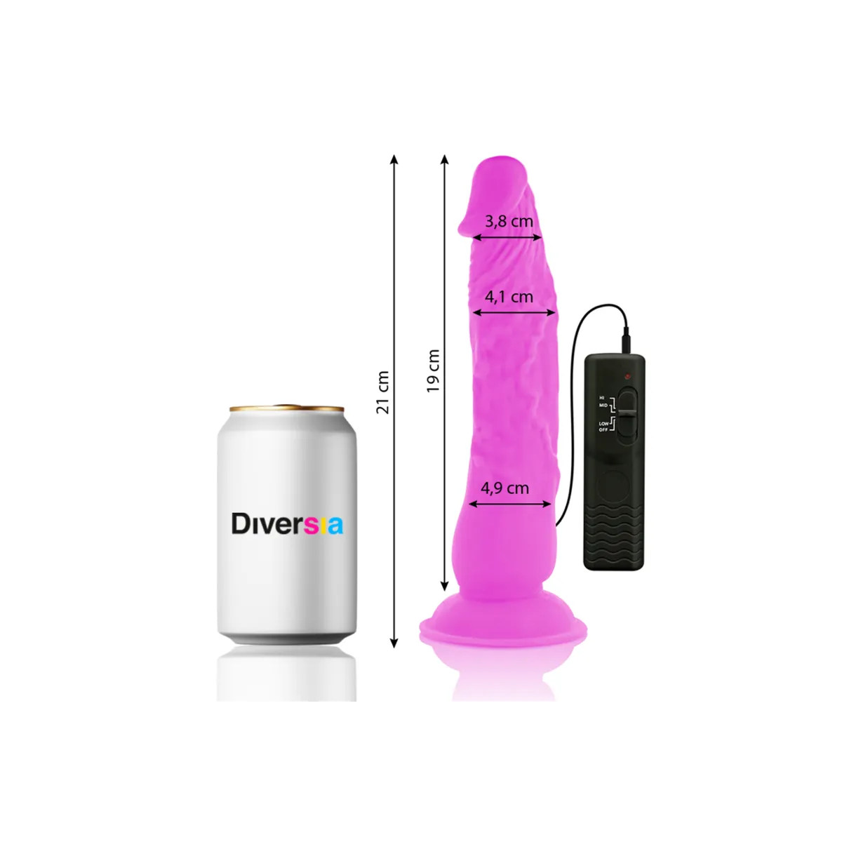 Flexibler Vibrierender Dildo Lila 21 cm -O- 4,9 cm von Diversia | Fesselliebe.de