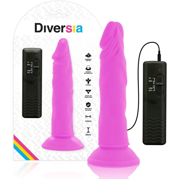 Flexibler Vibrierender Dildo Lila 23 cm -O- 4,3 cm von Diversia | Fesselliebe.de