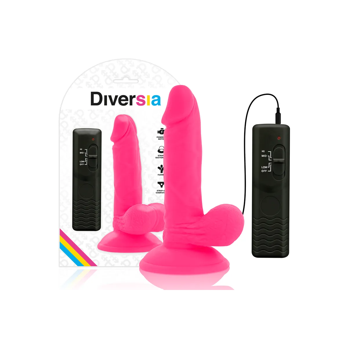 Flexibler Vibrierender Dildo Rosa 17 cm -O- 3,3 cm von Diversia | Fesselliebe.de