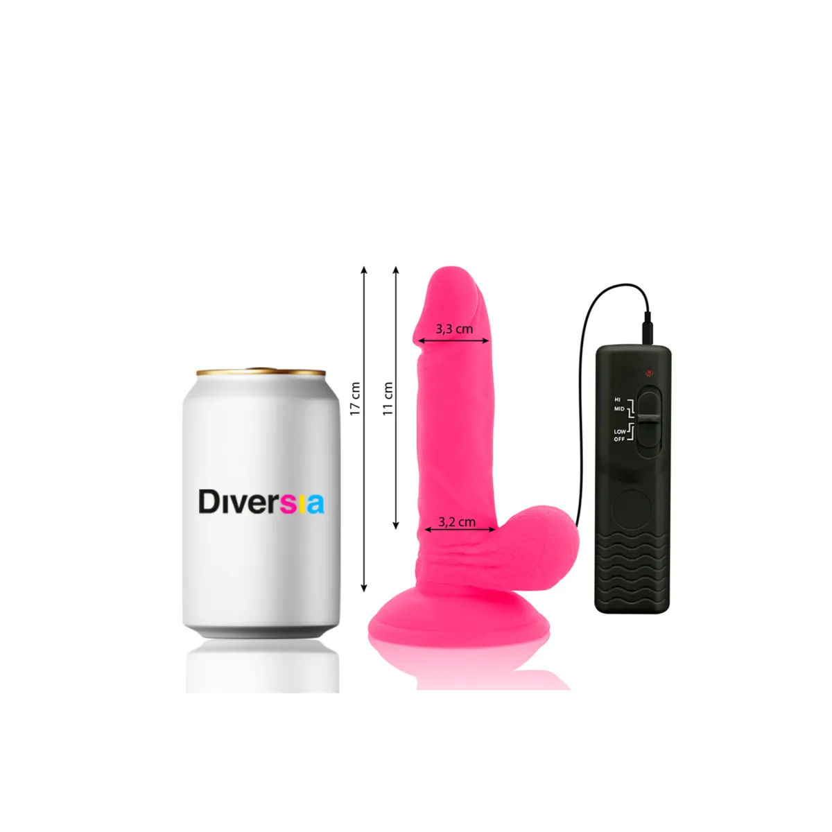 Flexibler Vibrierender Dildo Rosa 17 cm -O- 3,3 cm von Diversia | Fesselliebe.de