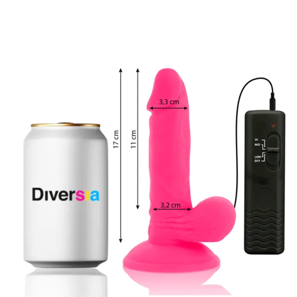 Flexibler Vibrierender Dildo Rosa 17 cm -O- 3,3 cm von Diversia | Fesselliebe.de