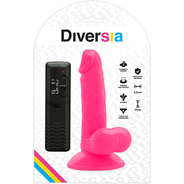 Flexibler Vibrierender Dildo Rosa 17 cm -O- 3,3 cm von Diversia | Fesselliebe.de
