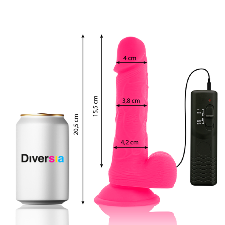 Flexibler Vibrierender Dildo Rosa 20,5 cm -O- 4,2 cm von Diversia | Fesselliebe.de