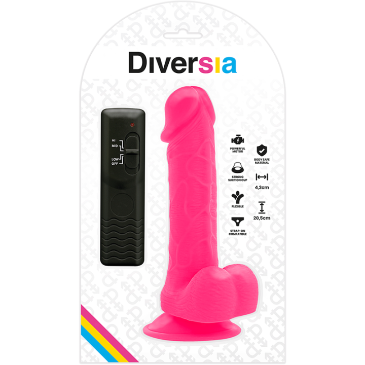 Flexibler Vibrierender Dildo Rosa 20,5 cm -O- 4,2 cm von Diversia | Fesselliebe.de