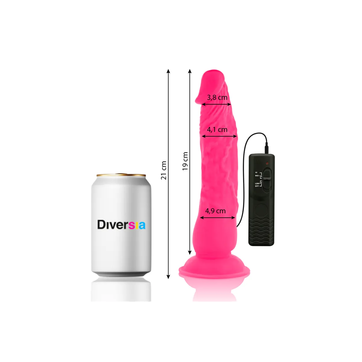 Flexibler Vibrierender Dildo Rosa 21 cm -O- 4,9 cm von Diversia | Fesselliebe.de