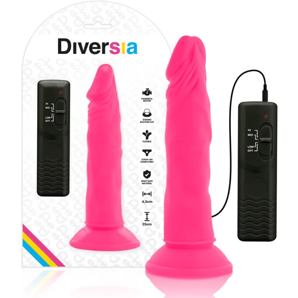 Flexibler Dildo mit Vibration Rosa 23 cm -O- 4,3 cm von Diversia | Fesselliebe.de