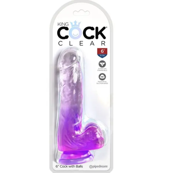 Clear Realistischer Penis mit Kugeln 13,5 cm Lila von King Cock | Fesselliebe.de