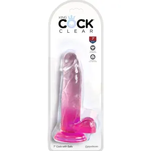 Clear Realistischer Penis mit Kugeln 15,2 cm Rosa von King Cock