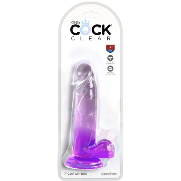 Clear Realistischer Penis mit Kugeln 15,2 cm Lila von King Cock | Fesselliebe.de