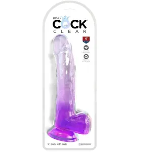 Clear Dildo mit Hoden 20,3 cm Lila von King Cock